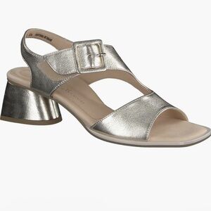 🌹PAUL GREEN🌹Tanya Slingback Sandal Platino Metallic Nappa Size: 4UK